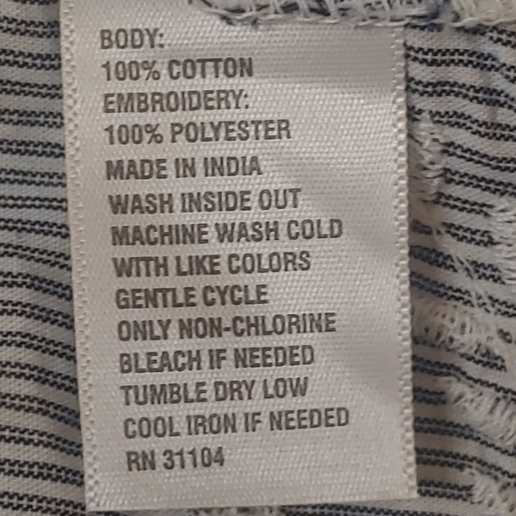 NWT Crown And Ivy Icon Peasant Top Blue White Embroidered Striped SZ Small $50 - Picture 10 of 10